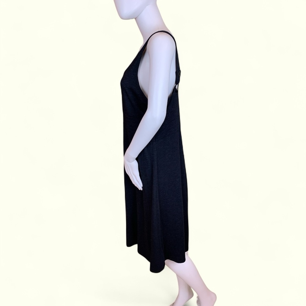 Horny Toad Elegant Black Midi Dress Organic Cotton Adjustable Straps - Picture 5 of 14